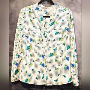 Coral Bay top Petite women Black Polka dot With Butterfly Size PXL